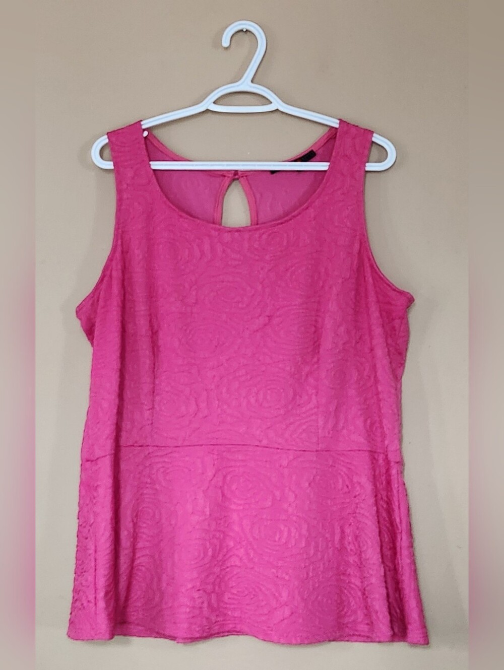 MXM Women Pink Tank Corset Style Floral  Embossed Sixe 1X